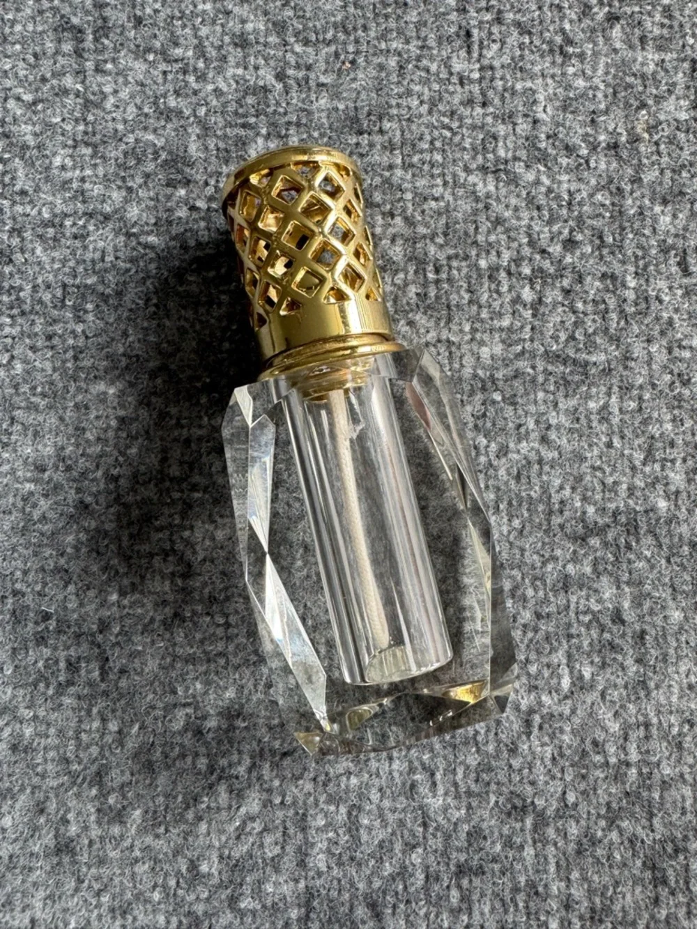 La Tee Da Crystal and Gold Lattice Effusion Fragrance Lamp NEW